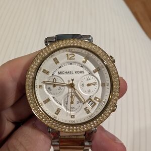 Michael Kors Gold and Silver Crystal-Embellished Watch